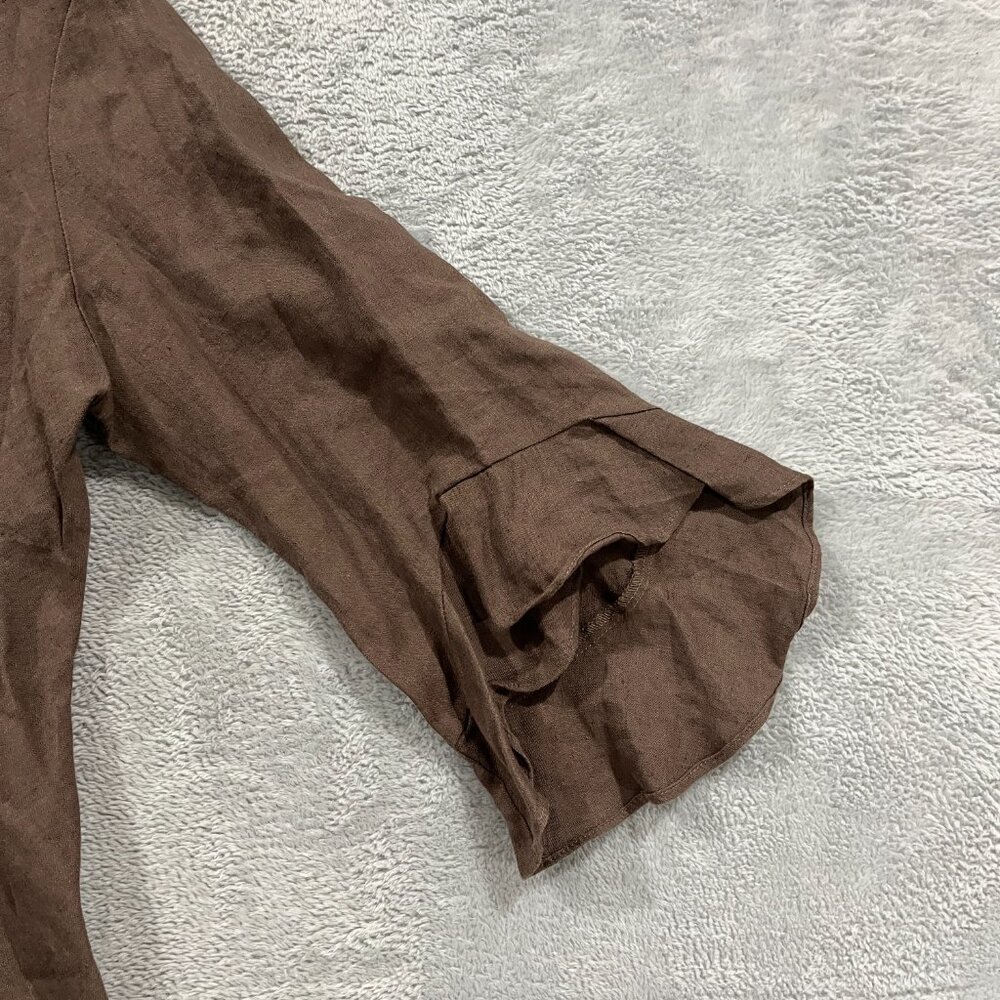 Chalet Top Womens Large 100% Linen USA Made Brown Vintage Boho‎ Hippie - Picture 7 of 11